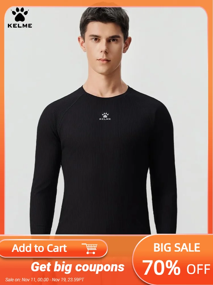 

Kelme Men's Fashionable Long Sleeved Autumn Sports And Leisure Base Shirt Outdoor Running Long Sleeved Fitness Top