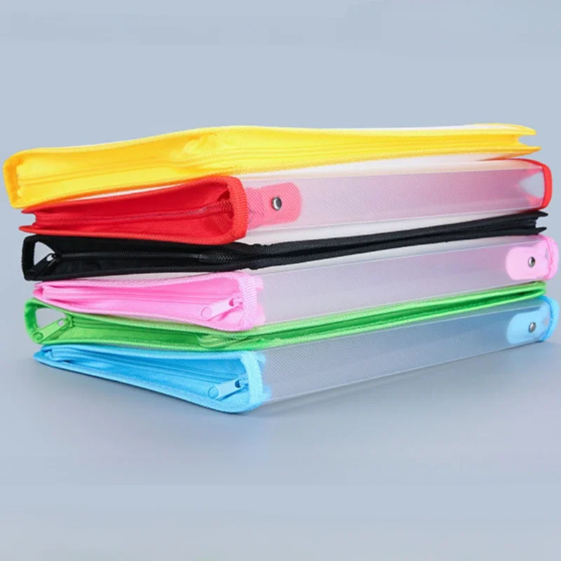 Transparent A4 Document Bag Stationery Storage Folder File Mesh Zipper Pouch Zip File Folders School Office Supplies Stationary