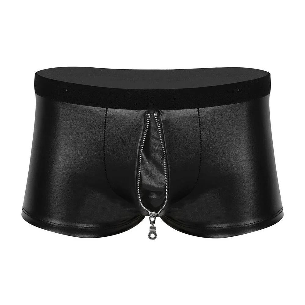

Shorts Underpant Men Boxer Briefs Boxer Briefs Shorts Underpants Zipper Open Crotch Boxers For Men Faux Leather Lingerie Shorts