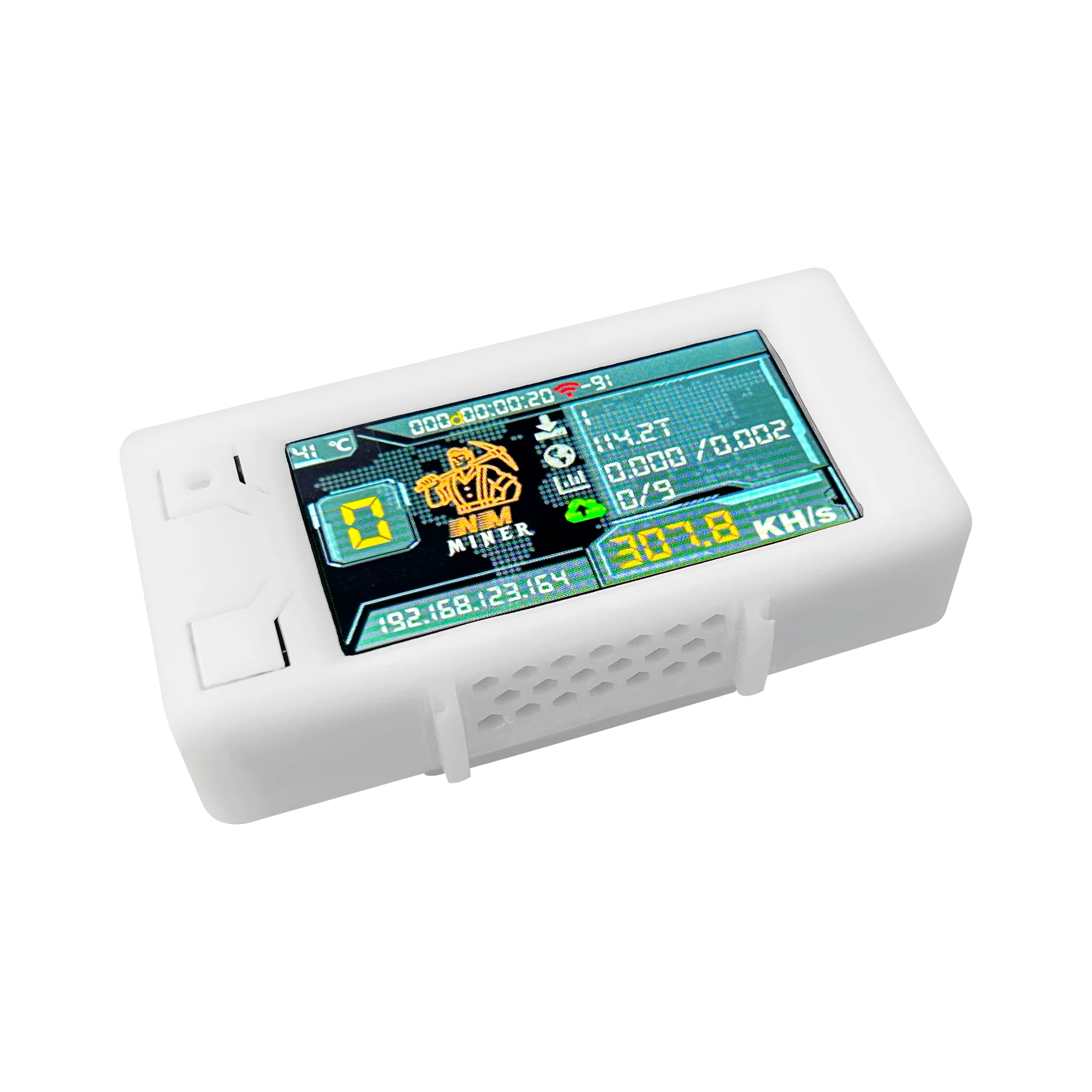 Heltec Vision Master T190 White Shell BTC Crypto Solo Lottery 307KH/s ESP32  Win BTC Miner for computer nerd WiFi BLE Connection