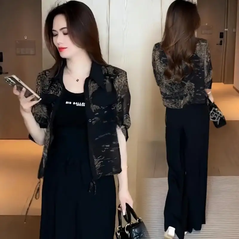 

Ele ort Sve Chiffon irt Women's Summer Thin V-Ne Loose Faionable Versatile Age-Defng Top Korean Sle Commute