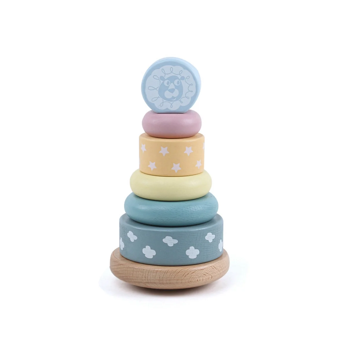 

Wooden Stacking Tower,Macaron Colored Non-Reverse Educational Toys Handmade Wooden Toy for Stacking for Childs Gifts