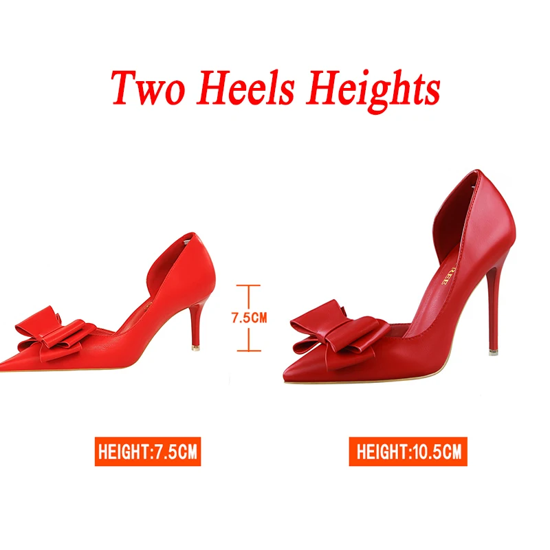 Women 7.5cm 10cm High Heels Korean Pumps Scarpins Cute Bow Middle Low Heels Lady Fetish Sweet Wedding Bridal Yellow Blue Shoes