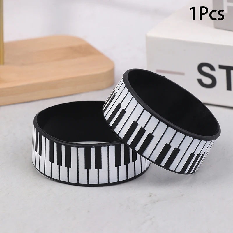 

[BS]1pc Fashion Piano Keyboard Silicone Bracelets Perfect For Music Lovers And Festivals, Suitable For All Seasons