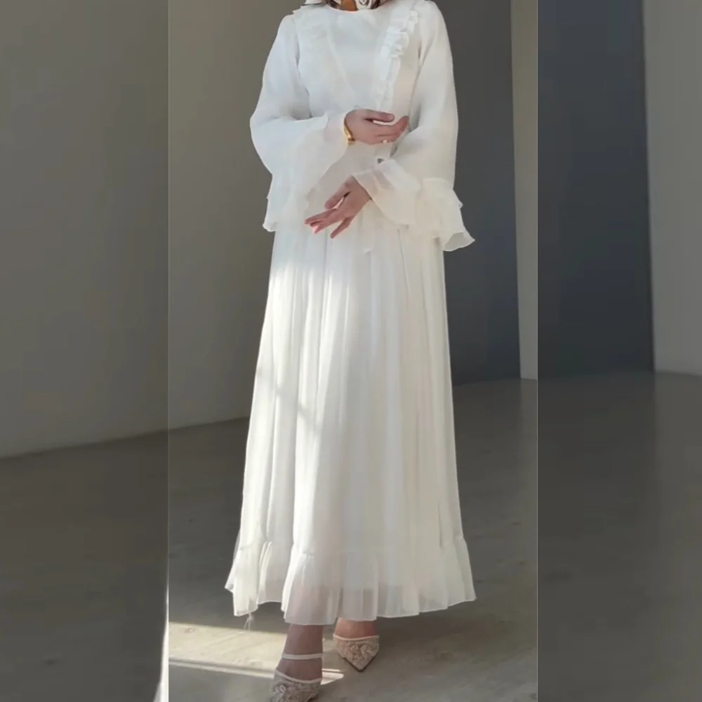 

Customized Exquisite Chiffon Pleat A-line Scoop Neck Midi Dresses Bespoke Occasion Sizes Available Formal