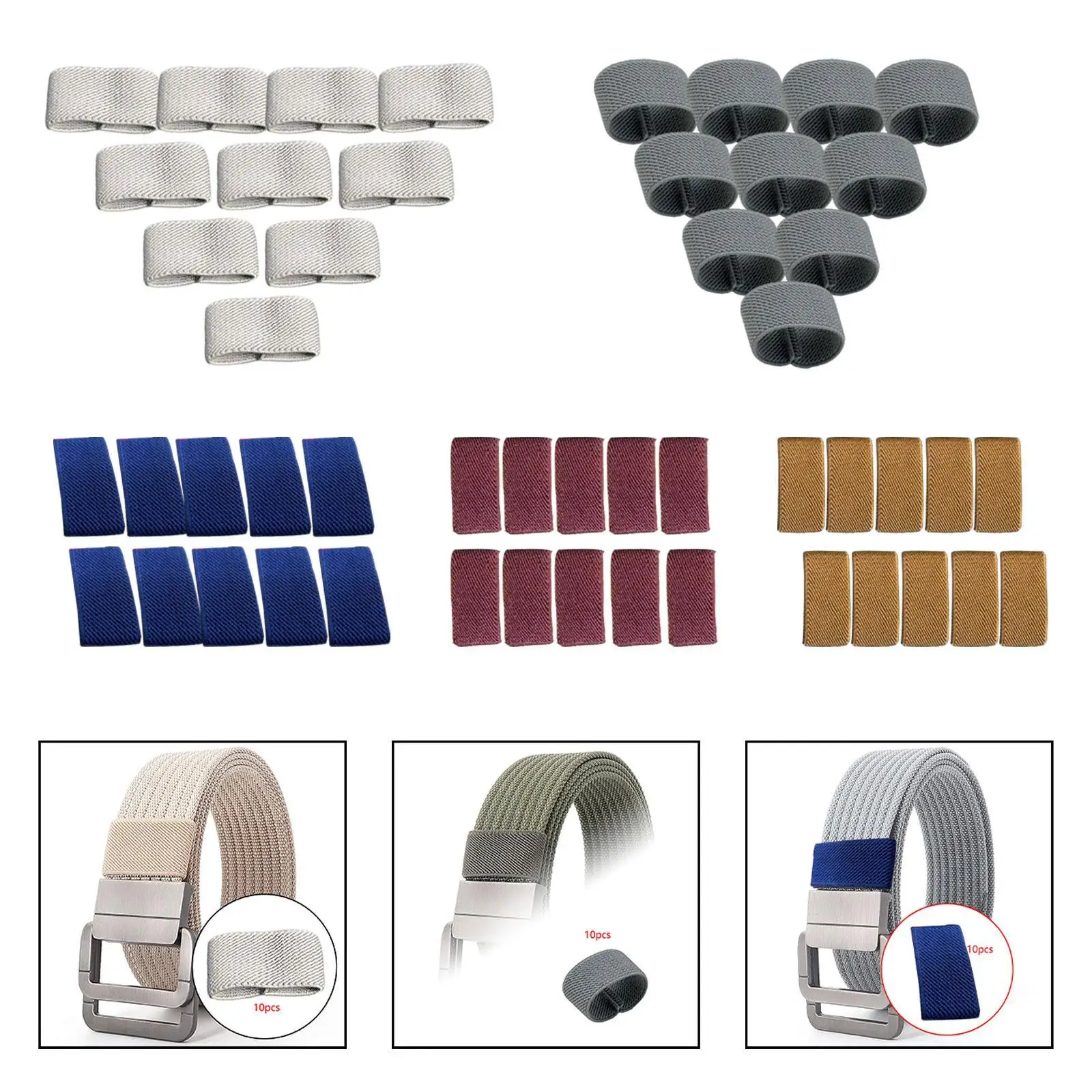 Nylon Elastic Belt Keepers Loop Compact Belt Holder Band for 3 to 4 Cm Belts and Travel Belt Bag