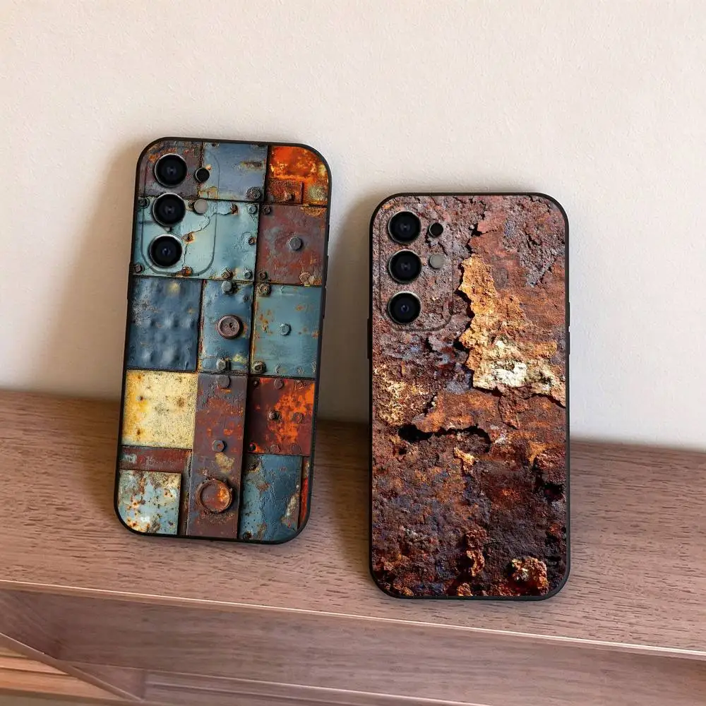 Rusty Retro Industrial Texture  gift Phone Case For Samsung S25,S24,S21,S22,S23,S30,Ultra,S20,Plus,Fe,Soft Silicone Black Cover