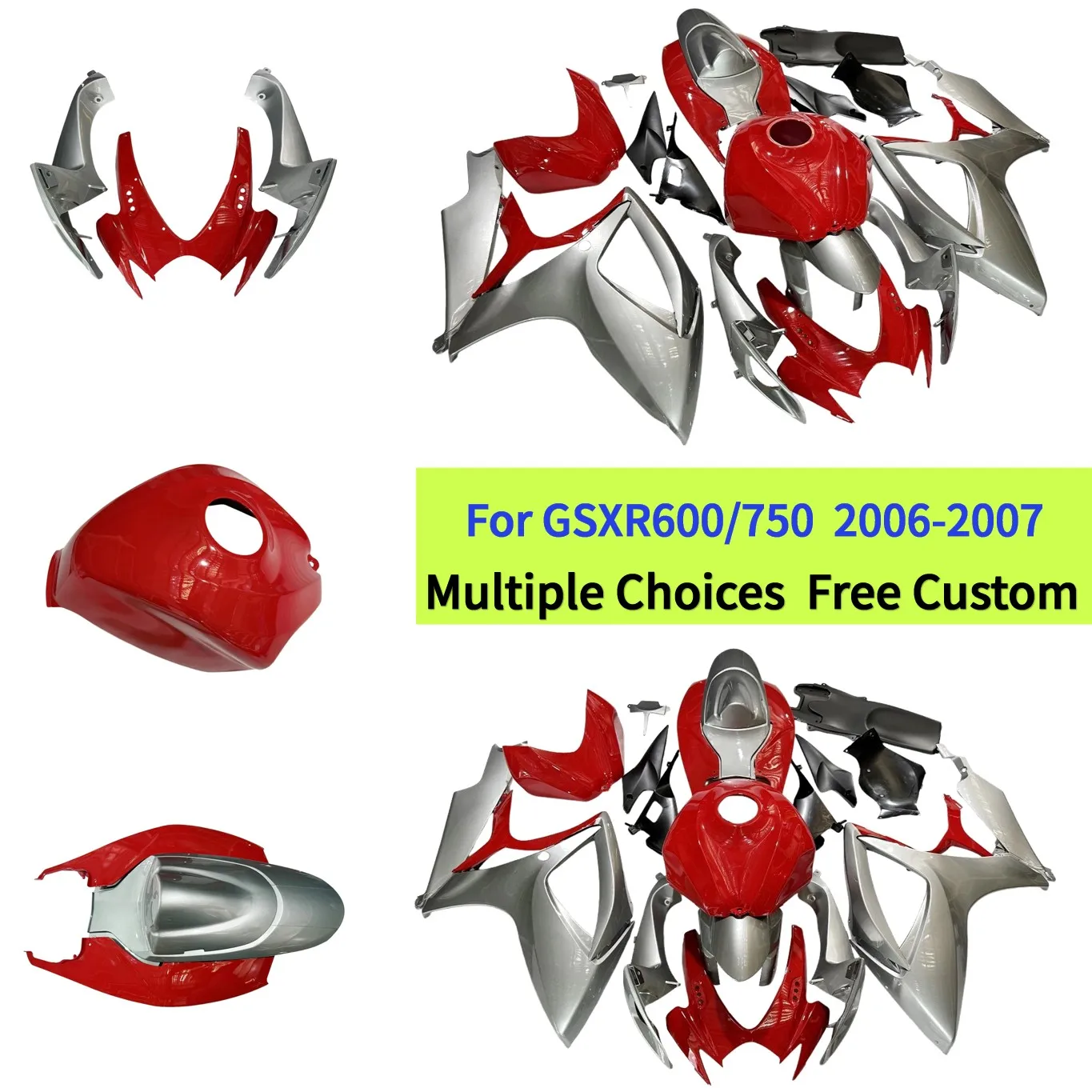 Motorcycle Fairing For Suzuki GSX-R600 GSX-R750 2006 2007 K6 ABS Injection Body Kit Cowlings with Tank Cover