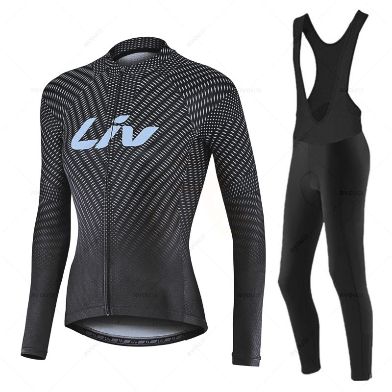 Liv Women Autumn Cycling Jersey Set Long Sleeve Breathable Clothing MTB Maillot Ropa Ciclismo Bicycle Sportswear Bike Uniform