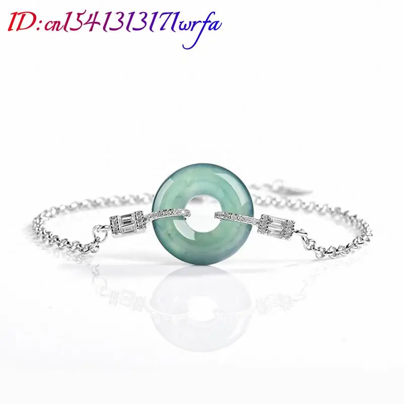 Blue Myanmar Jadeite Ring Bracelet 925 Silver Gifts Emerald Gemstone Talismans Natural Burmese Jade Luxury Stone Fashion - view 2