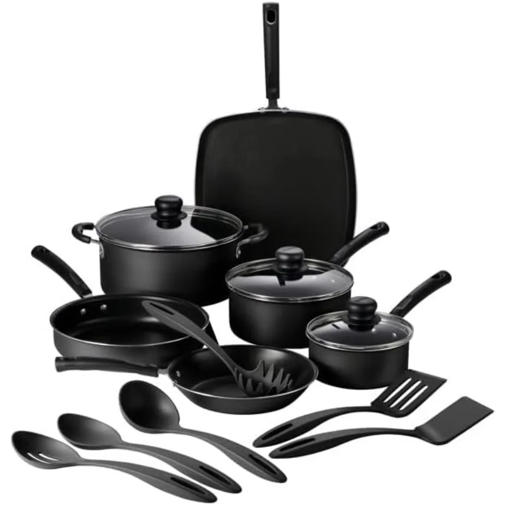 

15 Pc Aluminum Nonstick Cookware Set with Utensils Long-lasting Performance VERSATILE SET EASY MAINTENANCE