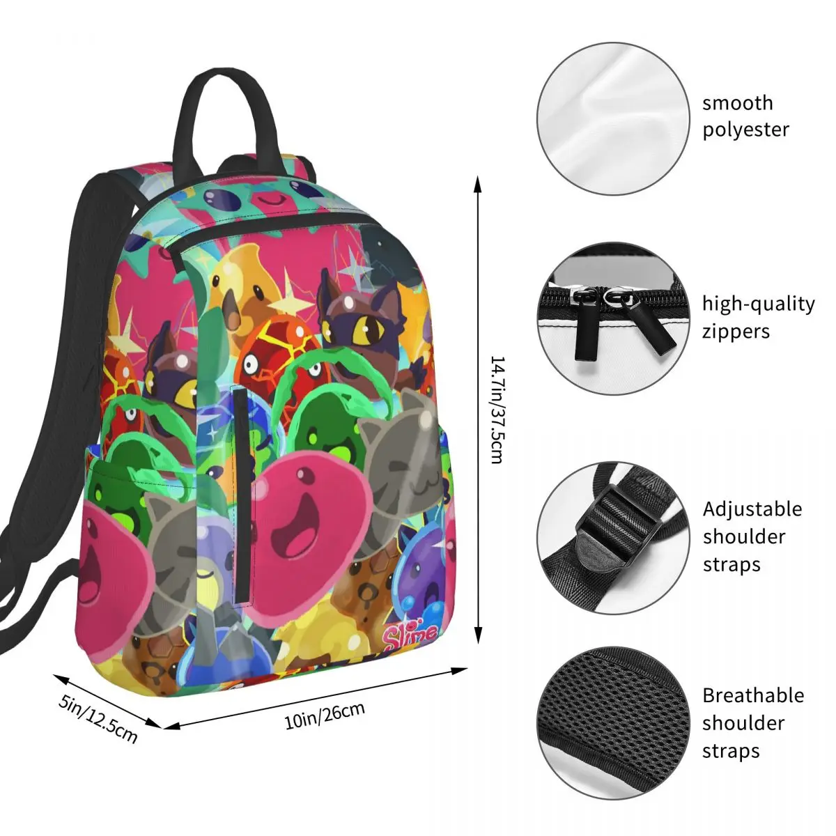 Slime Rancher Cartoon Game Anime Cute Backpack Student BookBag Kids School Bag Computer Shoulder Bags Men Women
