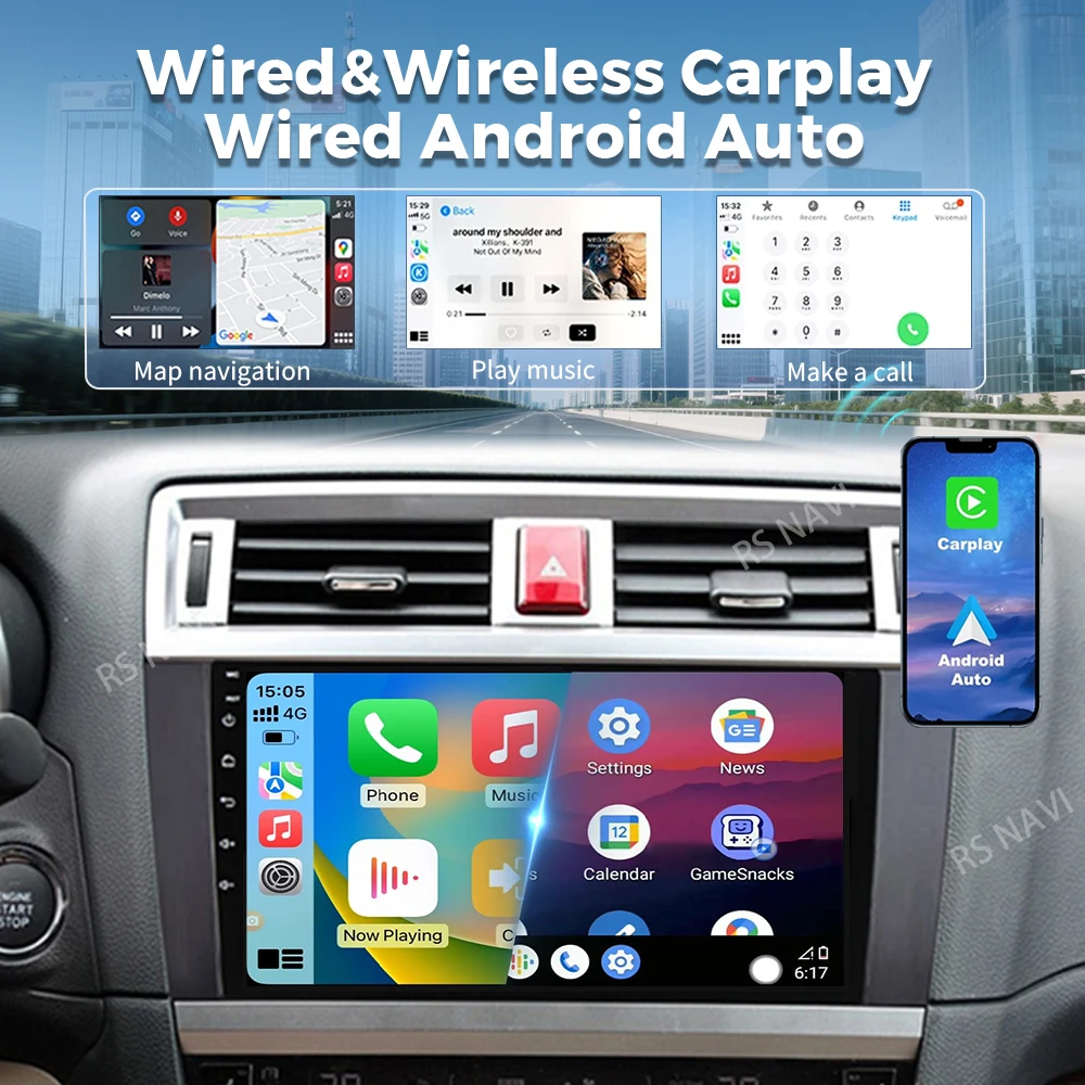 Android 16 For Subaru Outback 5 2014 - 2018 Legacy 6 2014 - 2017 2K QLED Stereo Car Radio Multimedia Video Player GPS 4G CarPlay