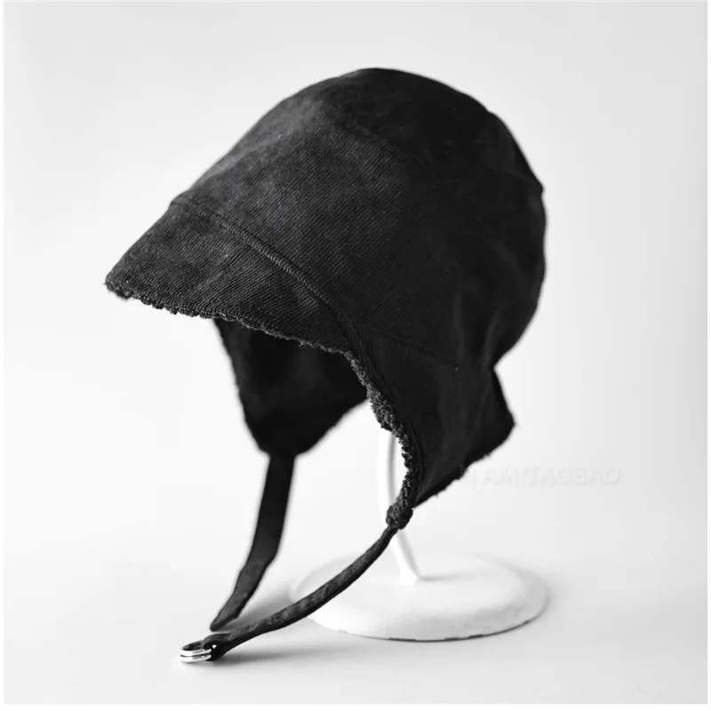 Nuovo autunno inverno double-face indossare dopo un cappello bomber da volo elastico Cappello da pilota in velluto a coste con orecchio caldo unisex semplice e casual