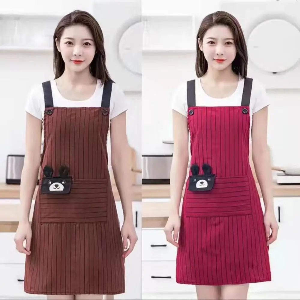 Female Household Kitchen Aprons Fashionable Cotton Breathable Cooking Apron Cleaning Accessories Coffee House Work Clothes