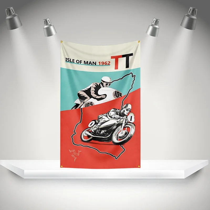 T-TT isle of man Motor Oil Flag  HD Printing Exhibition, Racing, Motor Fans, Porch, Garage Wall Decoration