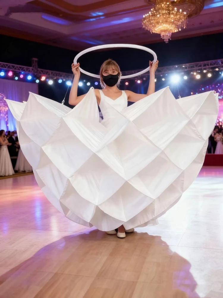 

Rising and Blooming Interactive Prop Parade Float Performance Skirt LED Luminated Umbrella Flower Costume Dress Halloween Suit