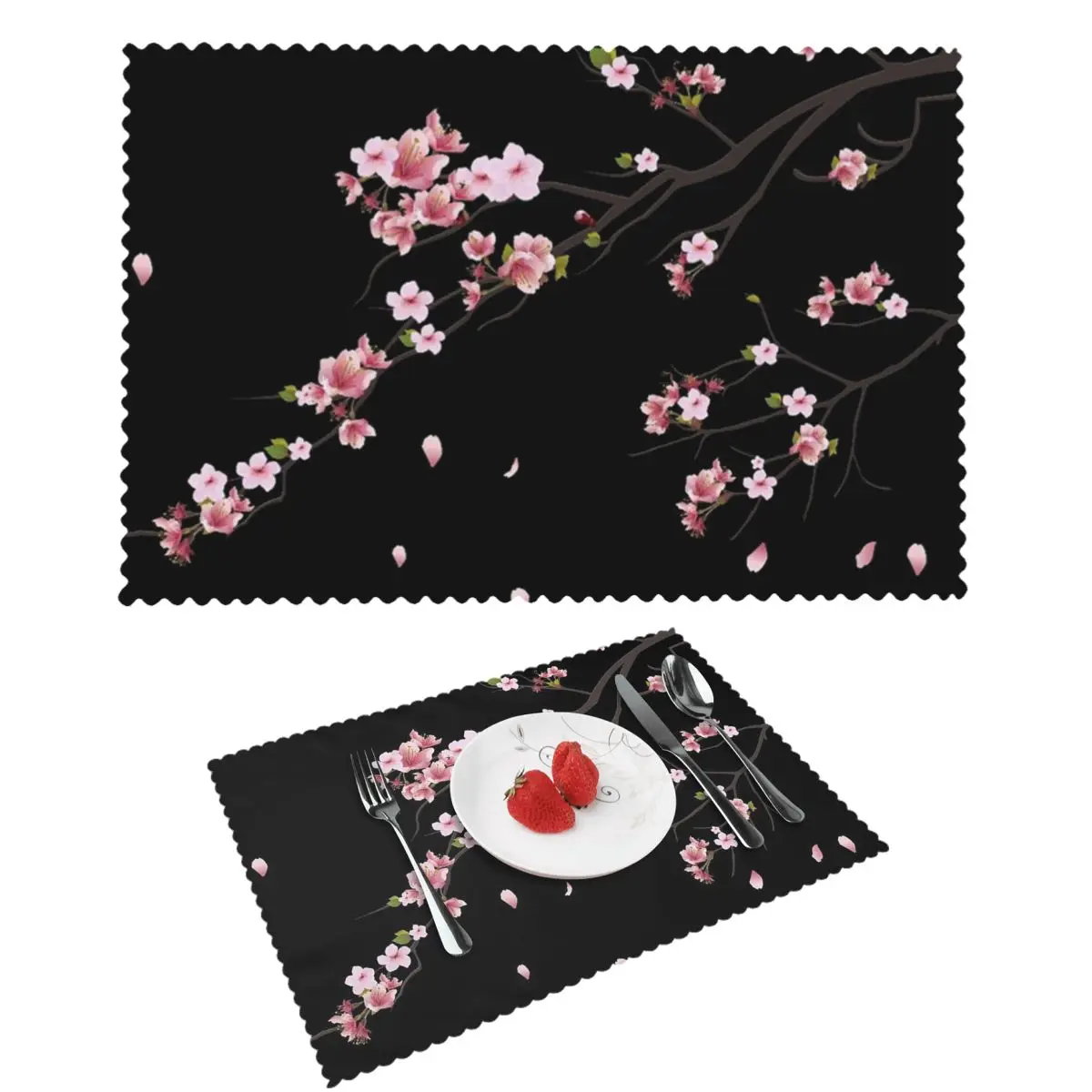 Japanese Sakura Cherry Blossoms Placemat Heat Resistant Plate Mat for Dining Table Bowl Coaster Home Decor Absorbent Mats
