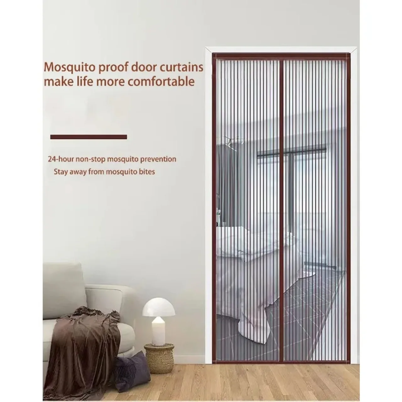 New Coffee Colored Door Curtain, Mosquito Proof Magnetic Door Screen, Household Encrypted Fly Proof Magnetic Suction Curtain, No