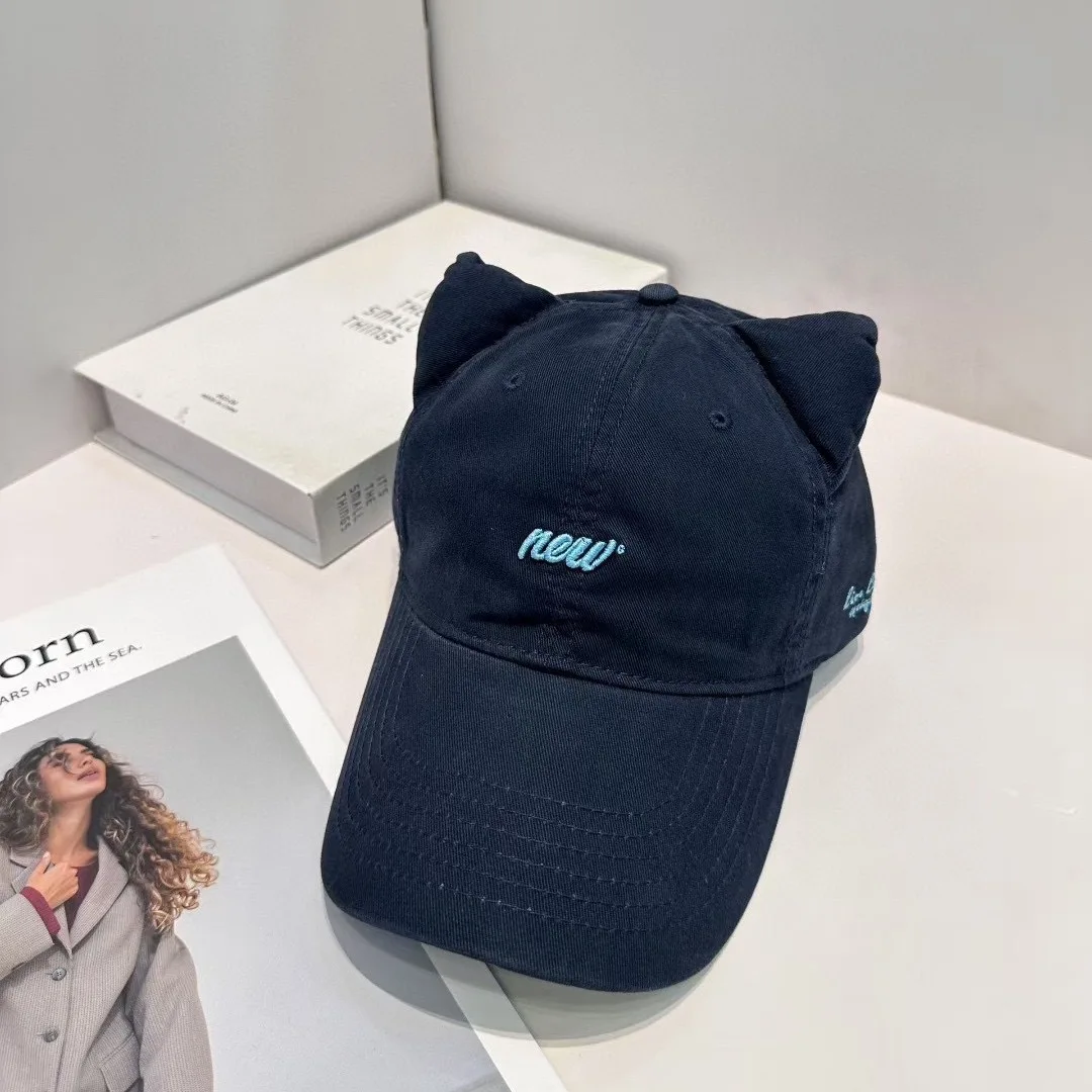 

Cute Cartoon Cat Ear Baseball Cap Fashion Streetwear Hip Hop Hat Adjustable Cotton Snapback Ponytail Peaked Cap