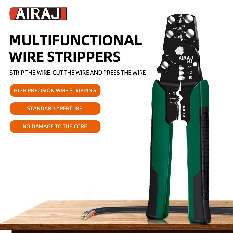 AIRAJ Professional Electrician Wire Tool Cable Wire Stripper Cutter Crimper Automatic Crimping Stripping Plier