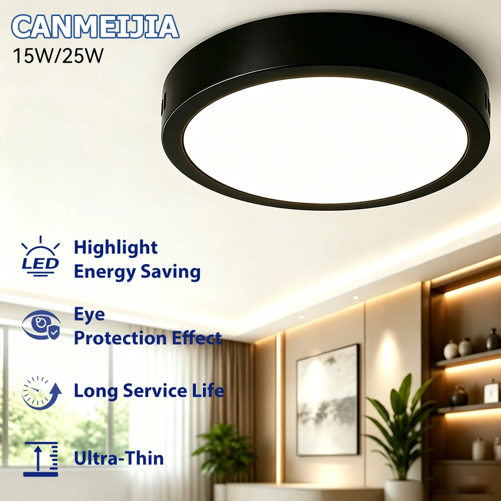 Ultra Thin Round LED Surface Mounted Ceiling Light 15W 25W Aluminum 3 Color Downlight for Home Living Room Bedroom