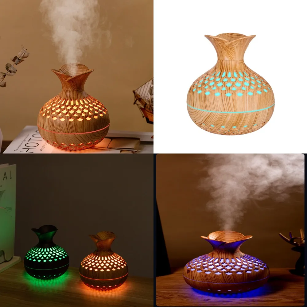 

Ультразвуковой диффузор и увлажнитель для ароматерапии под дерево с USB-портом, компактная настольная лампа, кнопочный переключатель, тихая работа, идеально подходит для