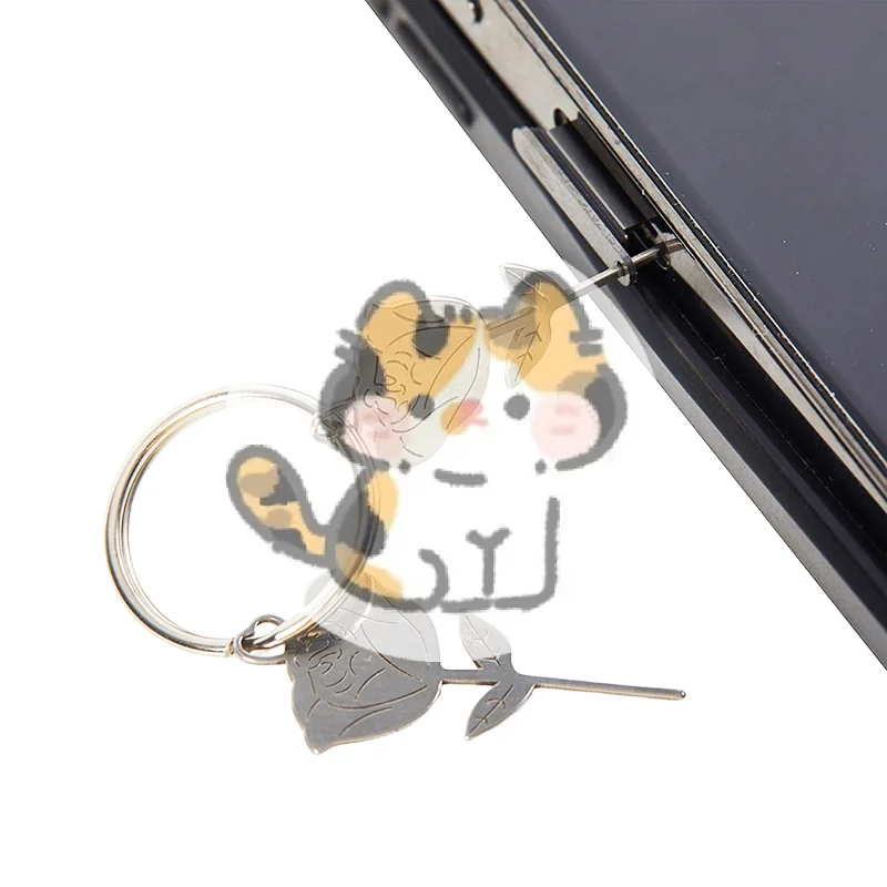 

New 2Pcs/Set Rose Shape Stainless Steel Needle for Smartphone Sim Tray Removal Eject Pin Key Tool Universal Thimble