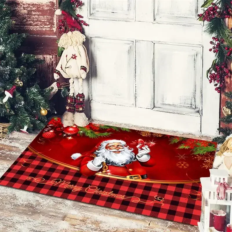 

Christmas Snowman Entrance Door Mat Living Room Welcome Rug Kitchen Hallway Balcony Non-slip Laundry Floor Mat