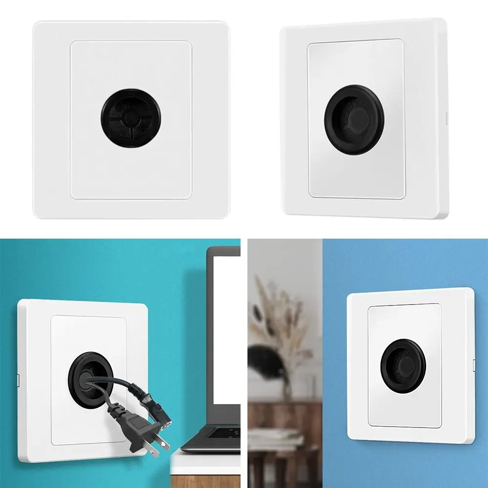 1Pcs 86Type Wall Blank Panel With Outlet Hole Decorative Cover Cable Socket With Rubber Pad Cable Organizer Storage