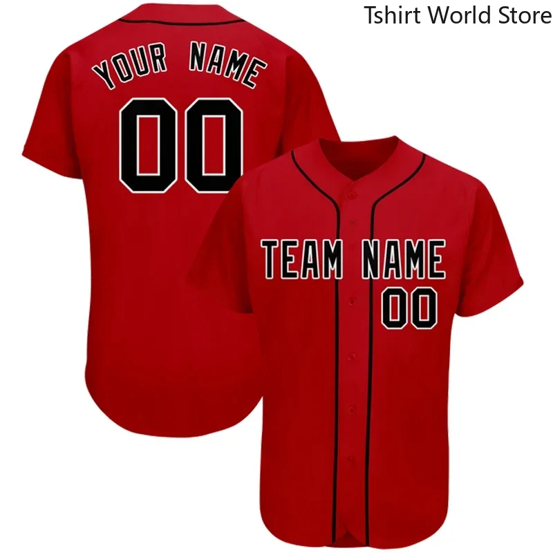 

Red Team Custom Baseball Jersey Shirt Printed for Men and Women Shirt Casual Shirts Sportswear Hiphop Tops