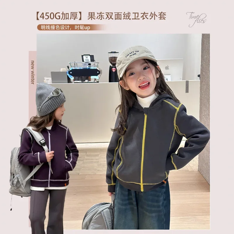 

Детская одежда, детская повседневная футболка, повседневная толстовка с капюшоном, модная теплая простая повседневная куртка с длинными рукавами для девочек