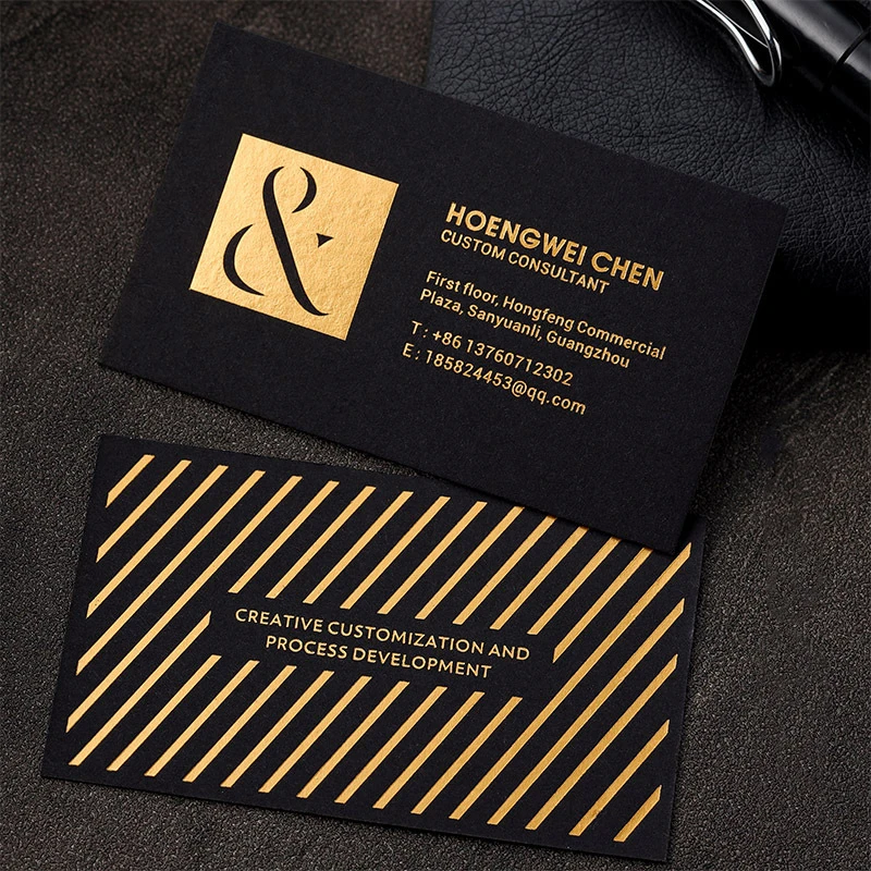 100PCS Customized Business Card High-end Gold foil Double-sided Printing Business Card  Paper 90*54MM