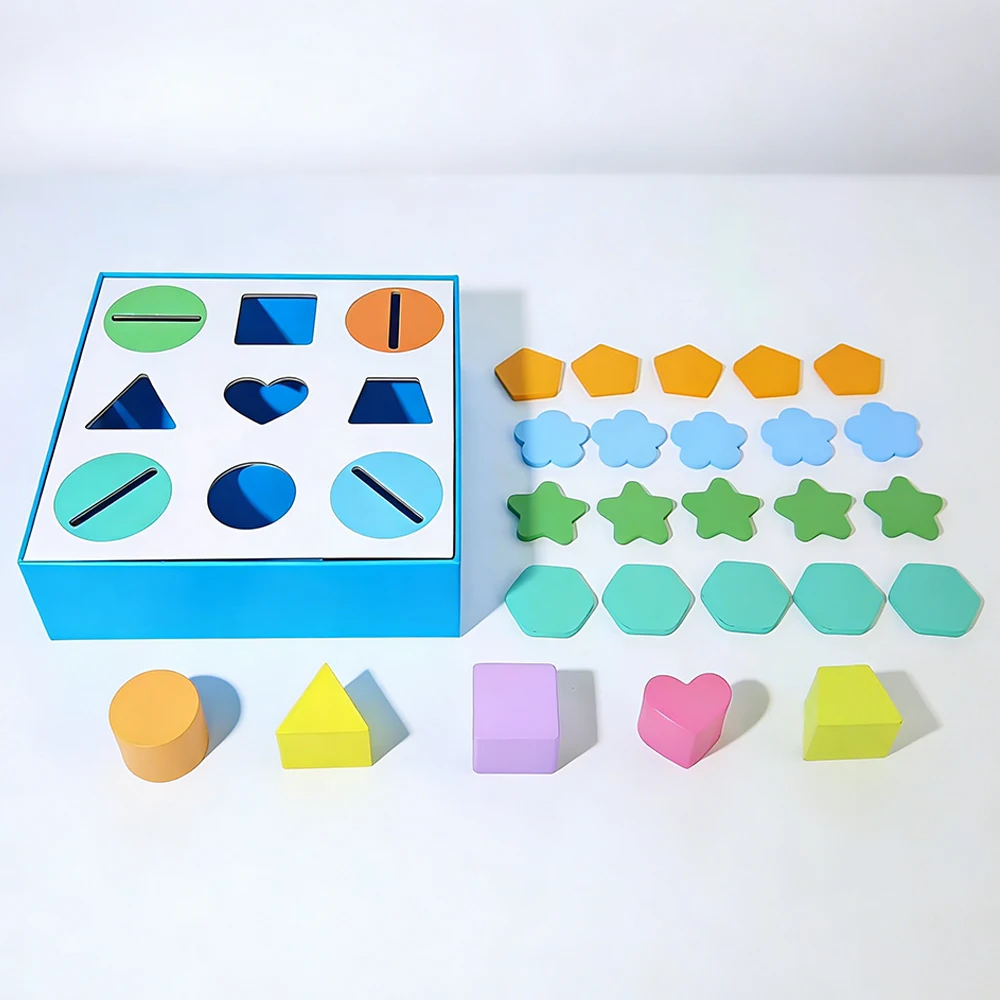 9-Loch-Farben-Form-Sortierkasten, Montessori-Lernspielzeug für Kinder, Form, Farberkennung, passendes Puzzle, STEM-Lernspielzeug