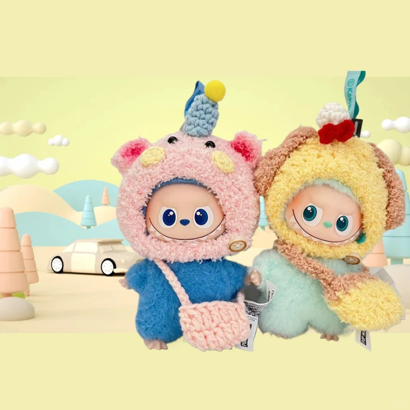 

Suitable for 10cm Labubu4.0 Clothes Hand-crocheted Cute Little Pig Head Covers and Crossbody Bags for Dressing and Matching