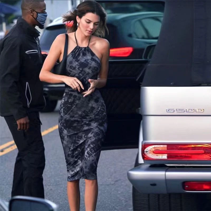 

Elegant Hotel Party Sexy Sling Halter Deep Collar Solid Color Slim Dress Sleeveless Strapless Harajuku Top Women Long skirt