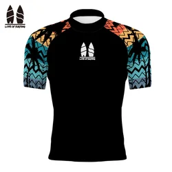 Camicie da surf a maniche corte da uomo estive Rash Guards Beach Wear costume da bagno a prova di UV sport acquatici Fitness top da bagno ad asciugatura rapida