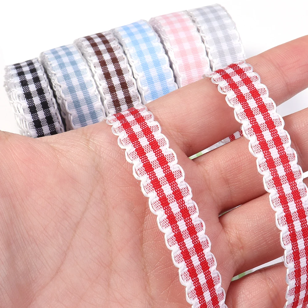 5 Yards Neue 10mm Plaid Baumwolle Band Hochzeit Weihnachten Dekoration DIY Nähen Stoff Handgemachte Schleife Band Blume Geschenk Verpackung – Detail 6