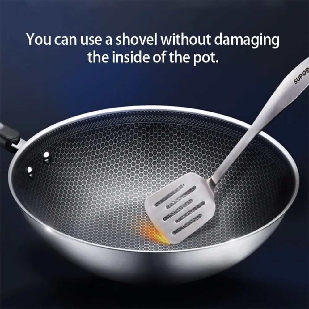 

Household 32cm Stir Fry Pan Non-Stick Stainless Steel Wok Pan Flat Bottomed Thicken Stove/induction Pan Kitchen Cookware