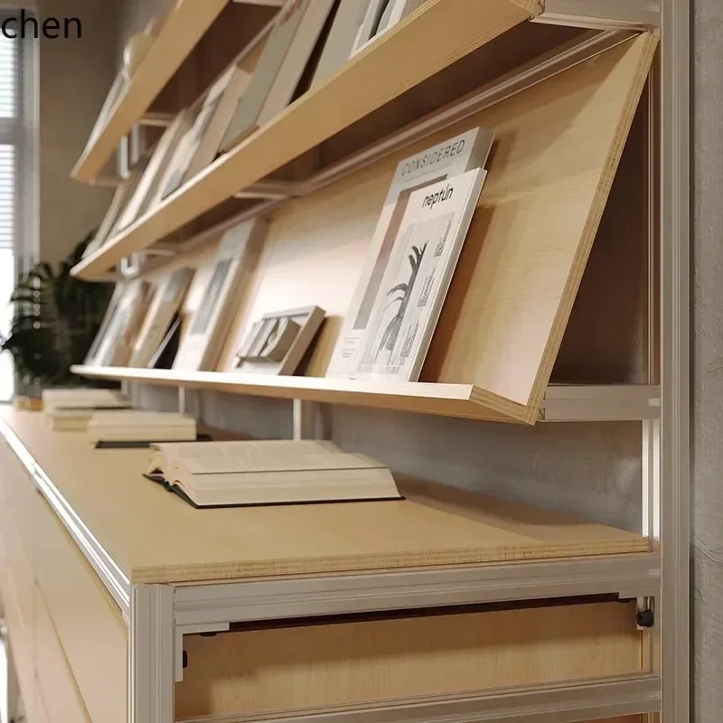 DSA   Birch Wood Display Rack Shelf Storage Exhibition Bookshelf Industrial Style File Drawer Sample Display