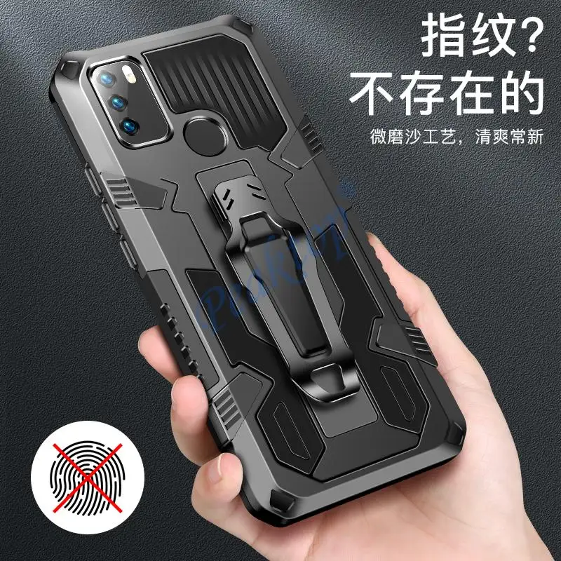 حافظة مضادة للصدمات لهاتف انفينيكس هوت 9 10 بلاي 10s NFC نوت 7 لايت سمارت 5 مشبك حزام معدني مغناطيسي غطاء خلفي واقي