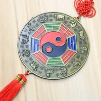 1PC Chinese Feng Shui Bagua Mirror Metal Yin Yang Bagua Mirror with Chinese Knot Good Luck Fortune Prayer