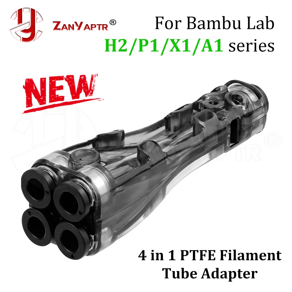 For Bambu Lab 4-in-1 PTFE Adapter Filament Splitter for A1 X1 P1 H2 Series 3D Printer Accessories