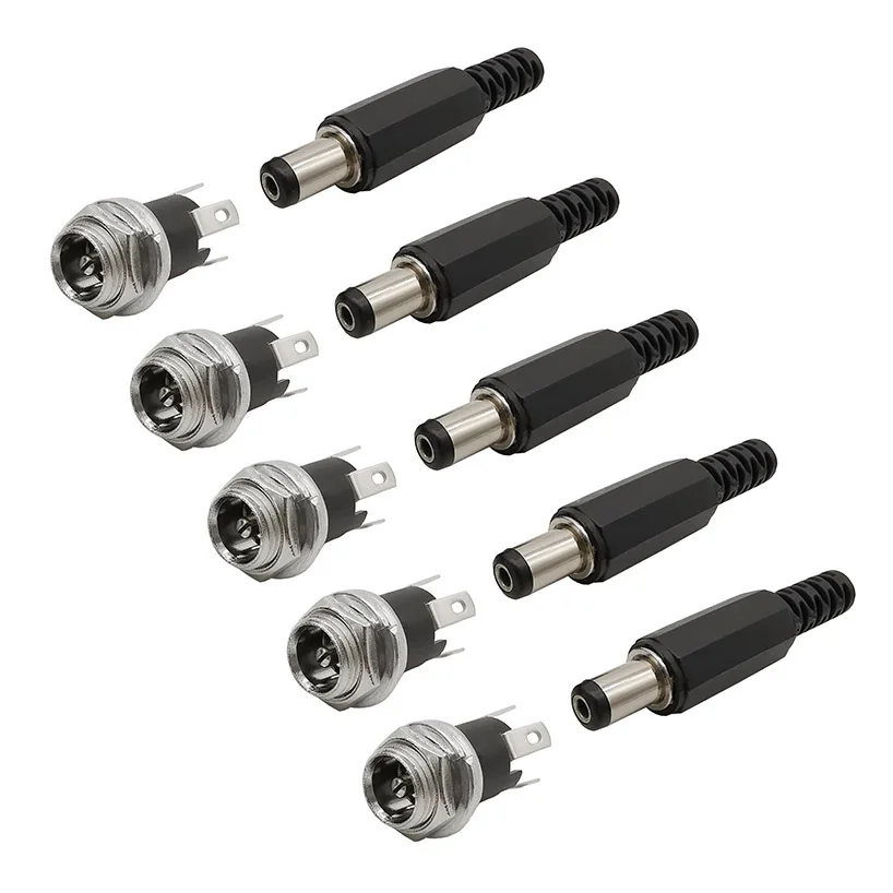5,5 mm x 2,1 mm 5,5 x 2,1 Złącze wtykowe zasilacza DC + żeńskie metalowe gniazdo do montażu panelowego Wtyczka jack Złącza DC Adapter terminala