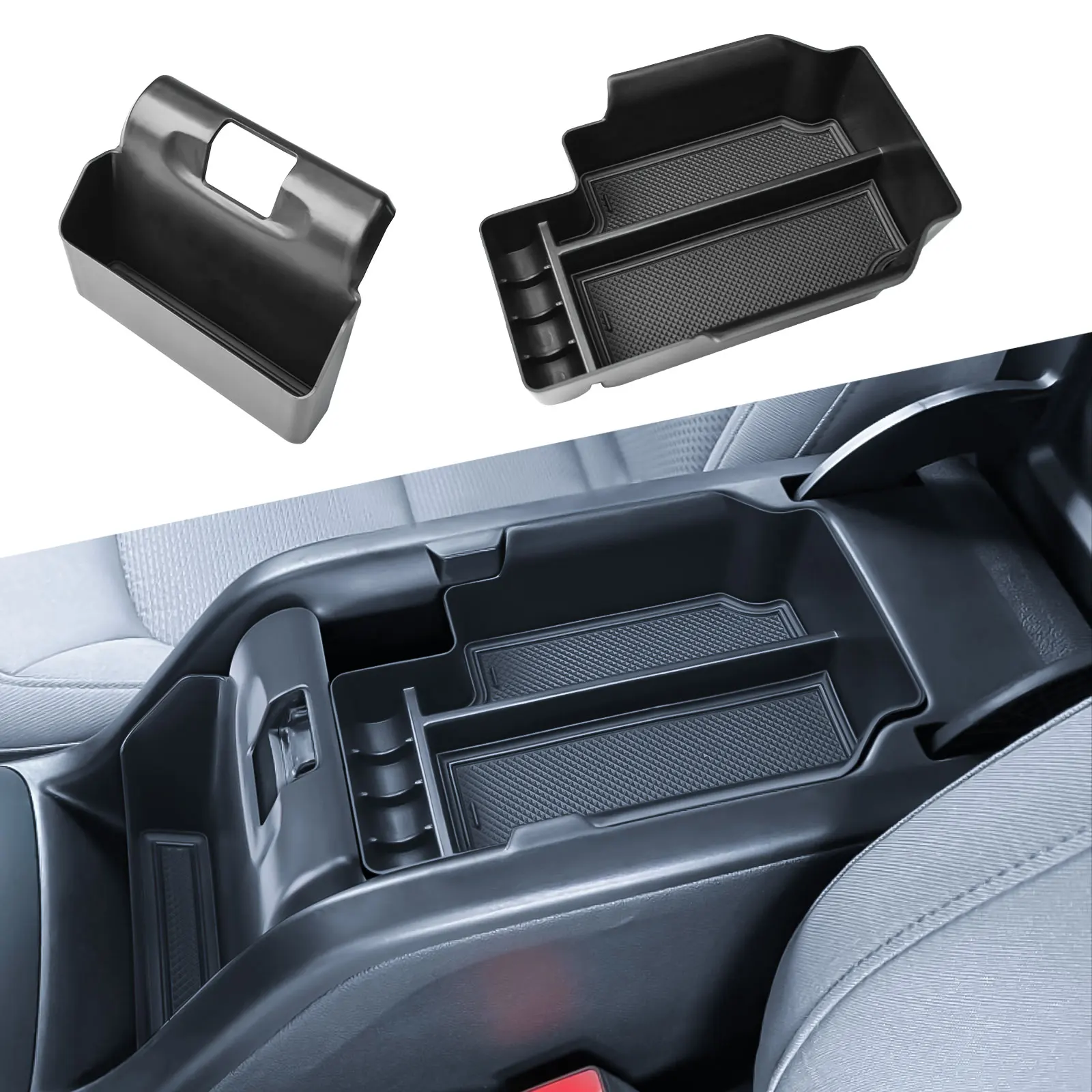 

Center Console Organizer for Chevy Colorado GMC Canyon 2014-2022 2PCS Hanging Storage Armrest Box Tray Not fit wireless charger