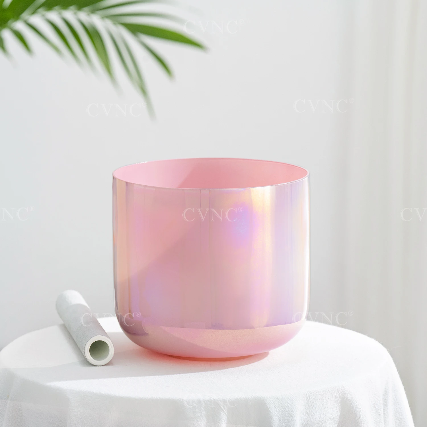 CVNC 6 Inch Dream Rosette Nebula Color Alchemy Clear Quartz Crystal Singing Bowl for Sound Healing and Meditation with Mallet