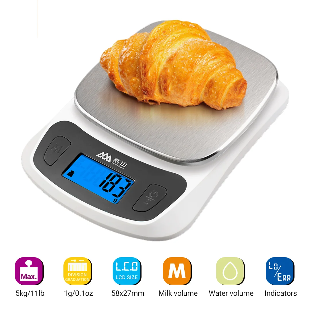 Ultra Slim Kitchen Scale Digital Food Weight Scale for Baking Cooking in Grams and Ounces Tare & Backlit LCD Display 5kg