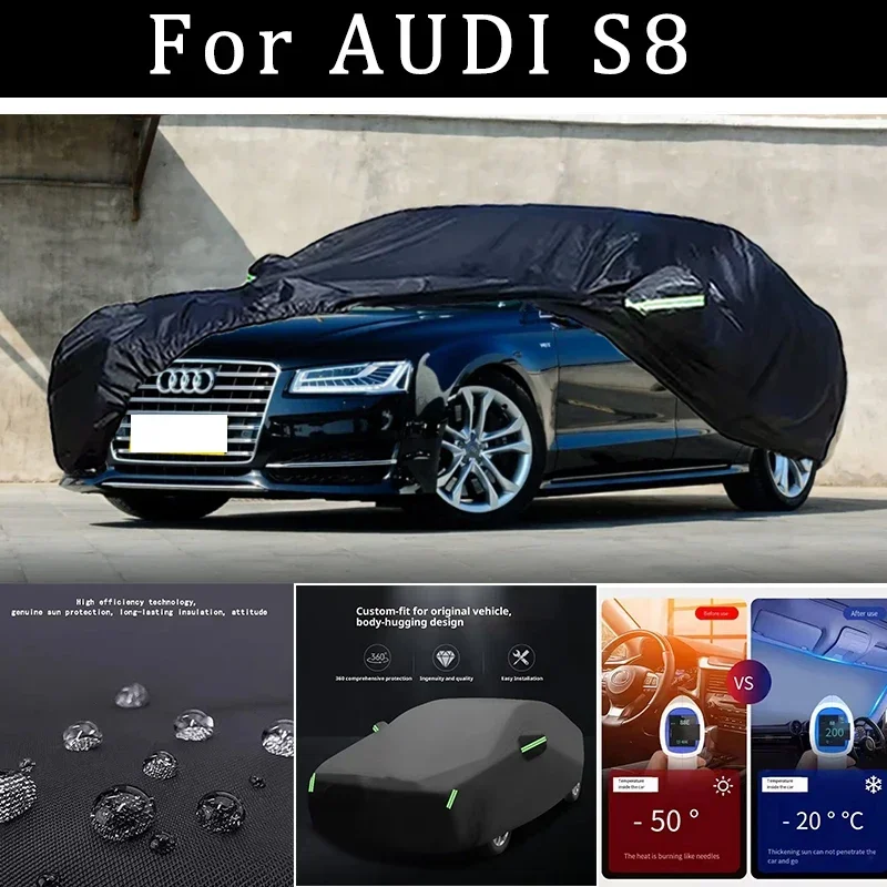 

For AUDI S8 Car Covers Outdoor Waterproof Dustproof Sun Rain Snow Protection Thick Oxford Cloth Full Car Accessories