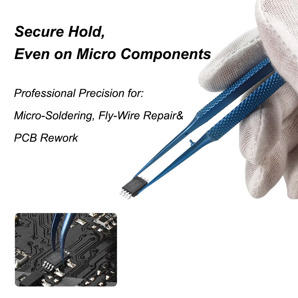 Titanium Alloy Precision Flying Wire Blue Tweezers For Mobile Phone Soldering Motherboard BGA Fingerprint Repair Tool Set
