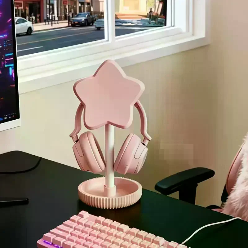 Star Shaped Headphone Stand Desktop Headset Holder Multifunctional Storage Rack Cute Ornament For Gaming Desk Bedroom Decoration